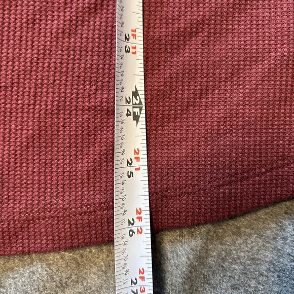 EDDIE BAUER Waffle Knit Burgundy Snap Long Sleeve Thermal Top Women’s Large - Picture 5 of 7